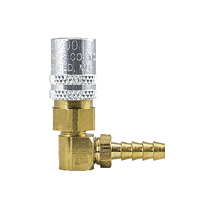 BLFS216V by ZSi-Foster | Quick Disconnect | FJT Series | 1/4" One Way Valved Socket | 3/8" ID | Hose Stem | Ball Lock | 90° Elbow | Brass