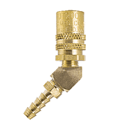 FS224 by ZSi-Foster | Quick Disconnect | FJT Series | 1/4" Series | Straight Thru Socket | 1/4" ID | Hose Stem | 45° Elbow | Brass
