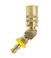 FS226P by ZSi-Foster | Quick Disconnect | FJT Series | 1/4" Series | Straight Thru Socket | 3/8" ID | Push-On Hose Stem | 45° Elbow | Brass