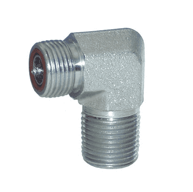 FS2501-12-12 Dixon Valve Zinc Plated Steel 1-3/16"-12 Male Flat Face x 3/4"-14 Male NPTF 90 deg. Elbow