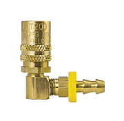 BLFS316P by ZSi-Foster | Quick Disconnect | FJT Series | 3/8" Straight Thru Socket | 3/8" ID | Push-On Hose Stem | Ball Lock | 90° Elbow | Brass