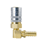 FS318V2 by ZSi-Foster | Quick Disconnect | FJT Series | 3/8" Two Way Valved Socket | 1/2" ID | Hose Stem | 90° Elbow | Brass