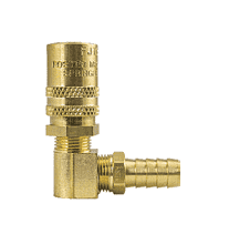 FS318HF by ZSi-Foster | Quick Disconnect | FJT Series | 3/8" High Flow Straight-Thru Socket | 1/2" ID | Hose Stem | 90° Elbow | Brass