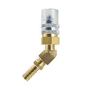 FS328V2 by ZSi-Foster | Quick Disconnect | FJT Series | 3/8" Two Way Valved Socket | 1/2" ID | Hose Stem | 45° Elbow | Brass