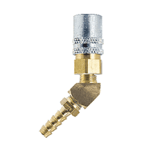 BLFS328V by ZSi-Foster | Quick Disconnect | FJT Series | 3/8" One Way Valved Socket | 1/2" ID | Hose Stem | Ball Lock | 45° Elbow | Brass