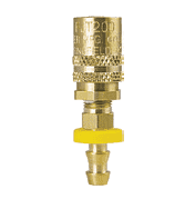 FS504P by ZSi-Foster | Quick Disconnect | FJT Series | 1/2" Straight-Thru Socket | 1/2" ID Push-On Hose Stem | Straight | Brass