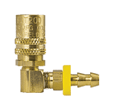 BLFS514P by ZSi-Foster | Quick Disconnect | FJT Series | 1/2" Straight-Thru Socket | 1/2" ID | Push-On Hose Stem | Ball Lock | 90° Elbow | Brass