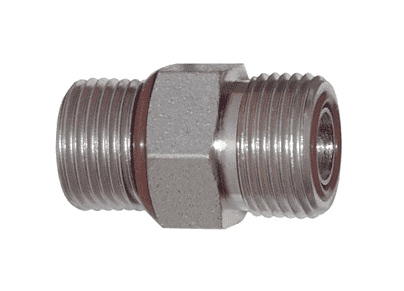 FS6400-12-12 Dixon Valve Zinc Plated Steel 1-3/16"-12 Male Flat Face x 1-1/16"-12 Male SAE O-Ring Boss Connector