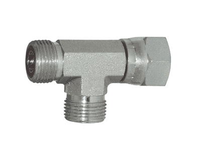FS6602-4 Dixon Valve Zinc Plated Steel 9/16"-18 Male Flat Face x 9/16"-18 Female Flat Face Swivel x 9/16"-18 Male Flat Face Run Tee