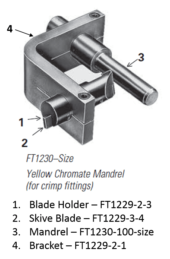 FT1230-100-20 Aeroquip by Danfoss | Replacement Mandrel for External Skiving Tool for Crimp Fittings | Yellow | Chromate