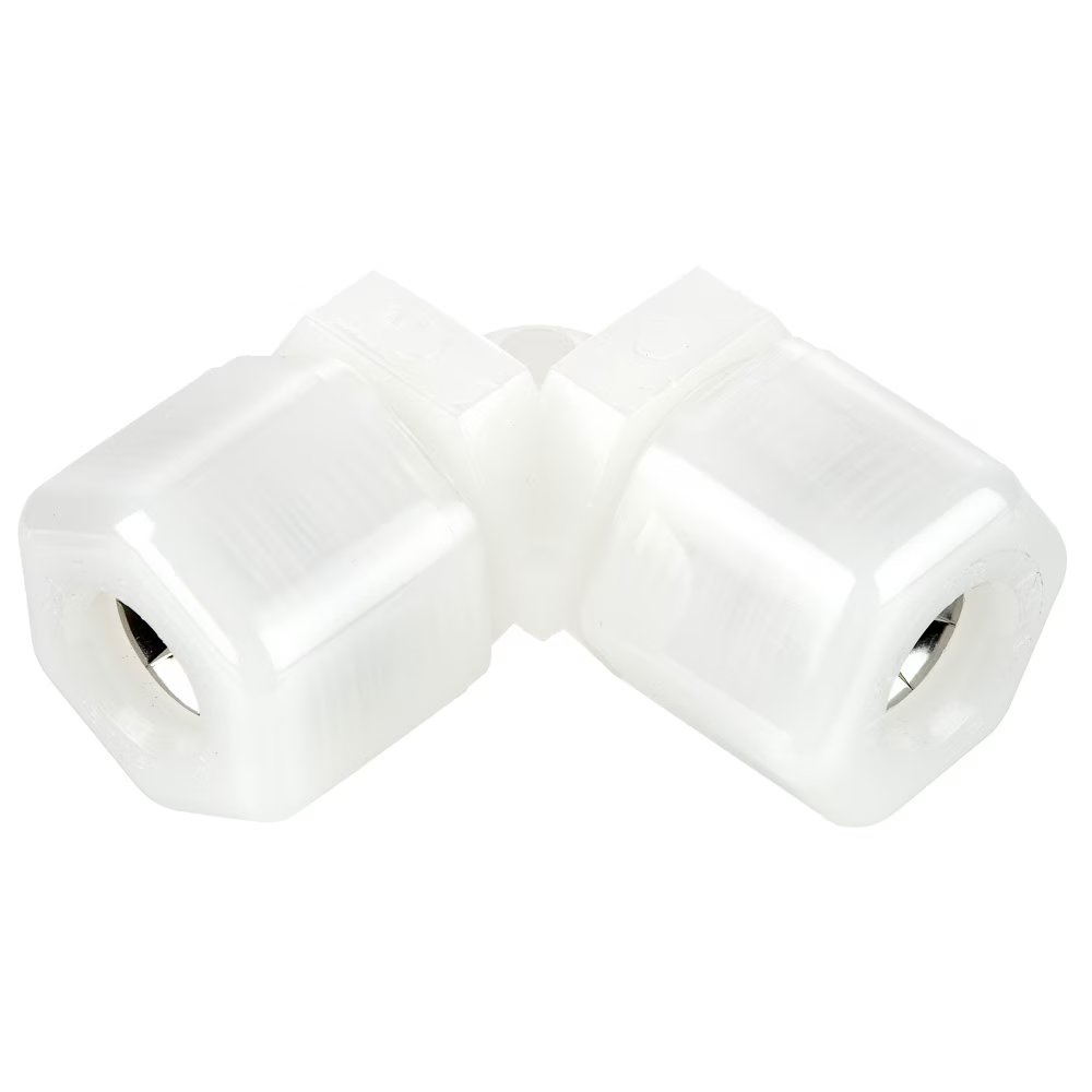 N4EU4 by Parker | Tube to Tube Fitting | 1/4" Tube OD | 3/4" Hex | 90° Elbow | Natural | Nylon