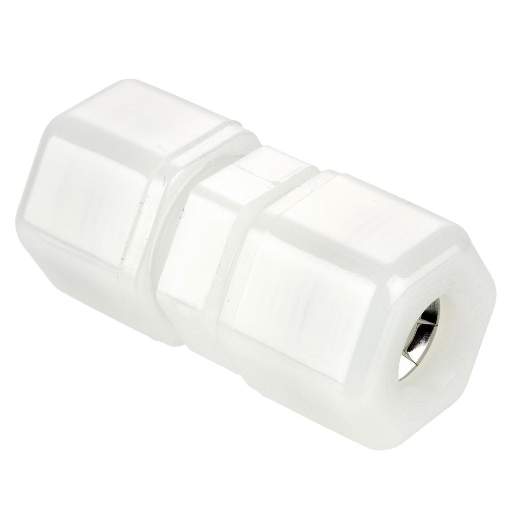 N5UC5 by Parker | Tube to Tube Fitting | 5/16" Tube OD Connector | 11/16" Hex | 1.62" Length | Straight | Natural | Nylon