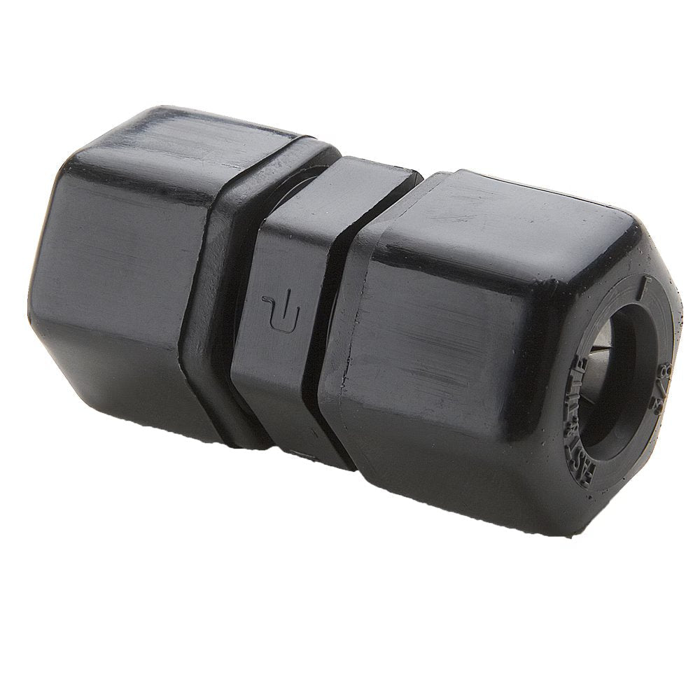 P5UC5 by Parker | Tube to Tube Fitting | 5/16" Tube OD Connector | 11/16" Hex | 1.62" Length | Straight | Black | Polypropylene