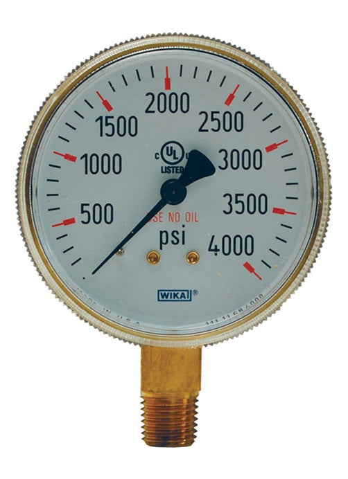 GBRW30R by Dixon Valve | Welding Gauge | Lower Mount | Red Band between 15 to 30 PSI | 2-1/2" Face | 1/4" Lower Mount | 0-30 PSI Range | Brass