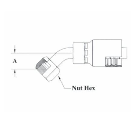 GC31-10x10 by Couplamatic | Grip Crimp Coupling | 5/8" Hose ID x 1x14 Thread Size O-Ring Face Seal | ORF Female Swivel | 45° Elbow | Trivalent Zinc Plating