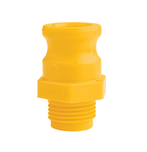 GHMT075F by Banjo | Garden Hose Fitting | Part F | 3/4" Male Adapter x 3/4" Male GHT | 300 PSI | Yellow | Polypropylene | Pack of 10