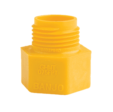 GHMT075FPT by Banjo | Garden Hose Fitting | 3/4" Female NPT x 3/4" Male GHT | 300 PSI | Yellow | Polypropylene | Pack of 10
