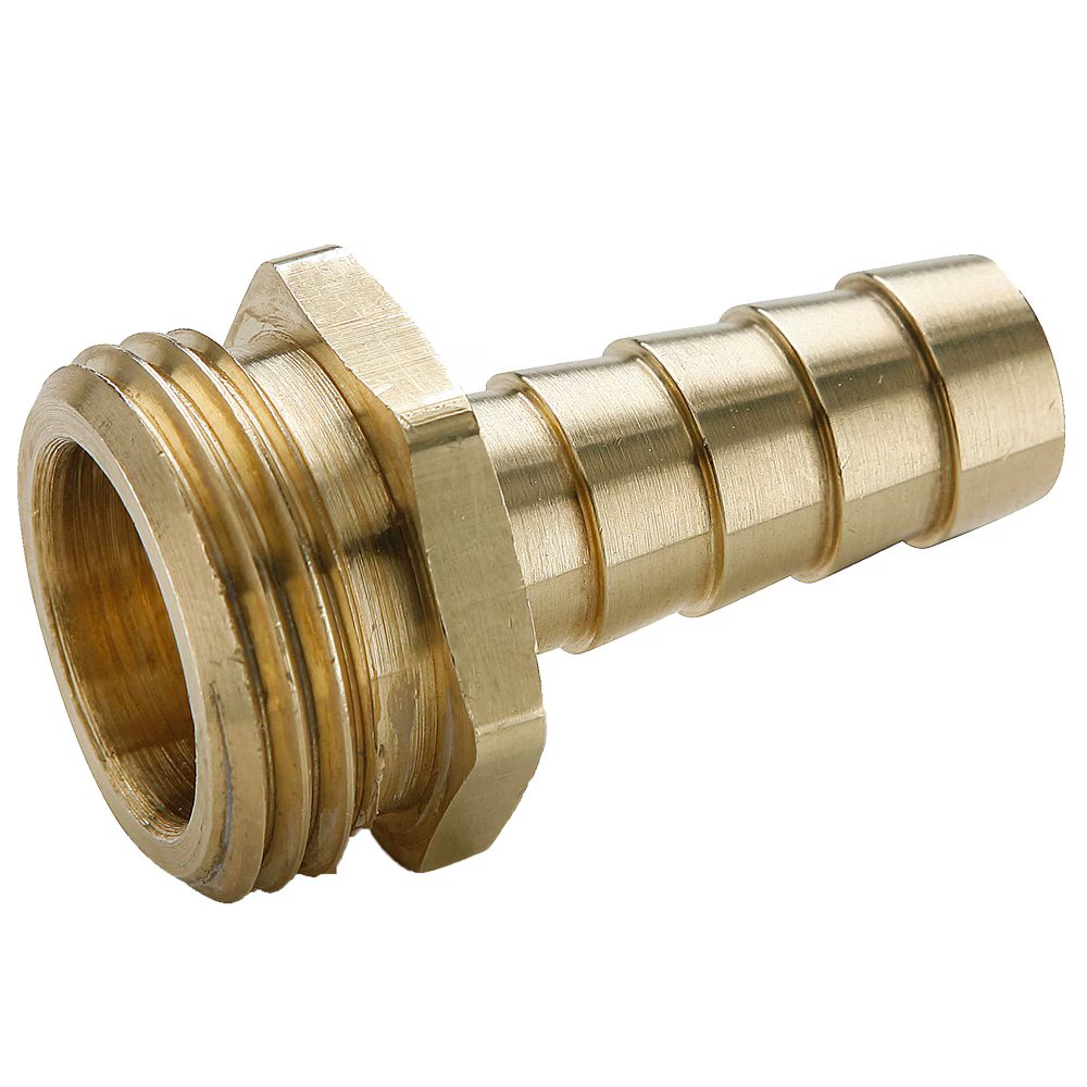 53GH-8-12 by Parker | Garden Hose Fittings | 1/2" Hose Barb x 3/4" Male Hose Thread | 1-1/16" Hex | 1.88" Length | Straight | Brass | Pack of 10