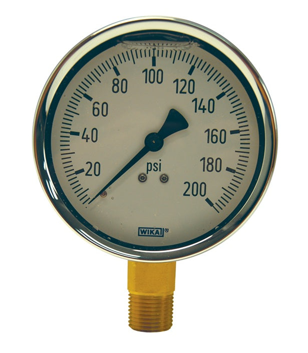 GLBR15-4 by Dixon Valve | Liquid Filled Gauge | Lower Mount | 4" Face | 1/2" Lower Mount | 0-15 PSI Range | Brass