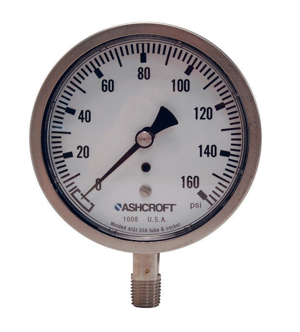 GSS60-4 by Dixon Valve | Dry Gauge | Lower Mount | 4" Face | 1/4" Lower Mount | 0-60 PSI Range | Stainless Steel