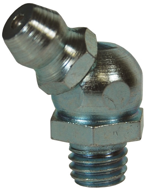 GWHZ445 by Dixon Valve | Grease Whip Zerk Fitting | 45° Elbow |1/4 Tapered SAE-LT x Zerk End | Zinc Plated Steel