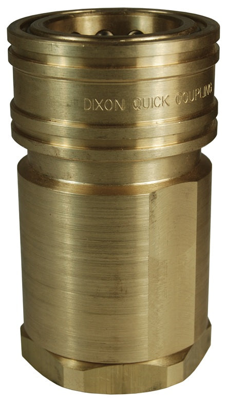 12HF12-B by Dixon Valve | Hydraulic Quick Disconnect Coupling | H-Series | 1-1/2" Female NPTF x 1-1/2" ISO-B High Volume Interchange | Socket | Nitrile Seal | Brass