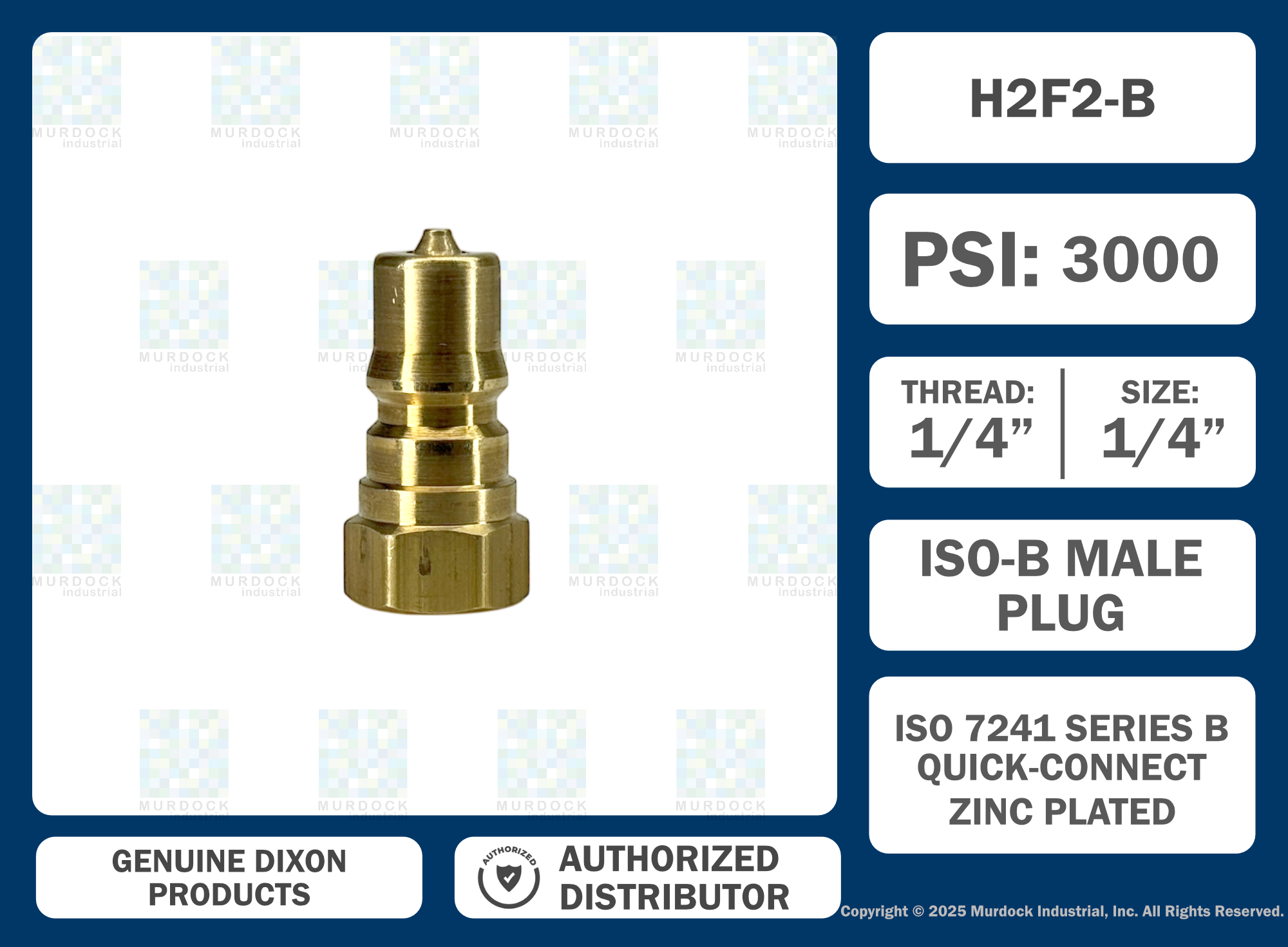 H2F2-B by Dixon Valve | Hydraulic Quick Disconnect Coupling | H-Series | 1/4" Female NPTF x 1/4" ISO-B Interchange | Plug | Brass