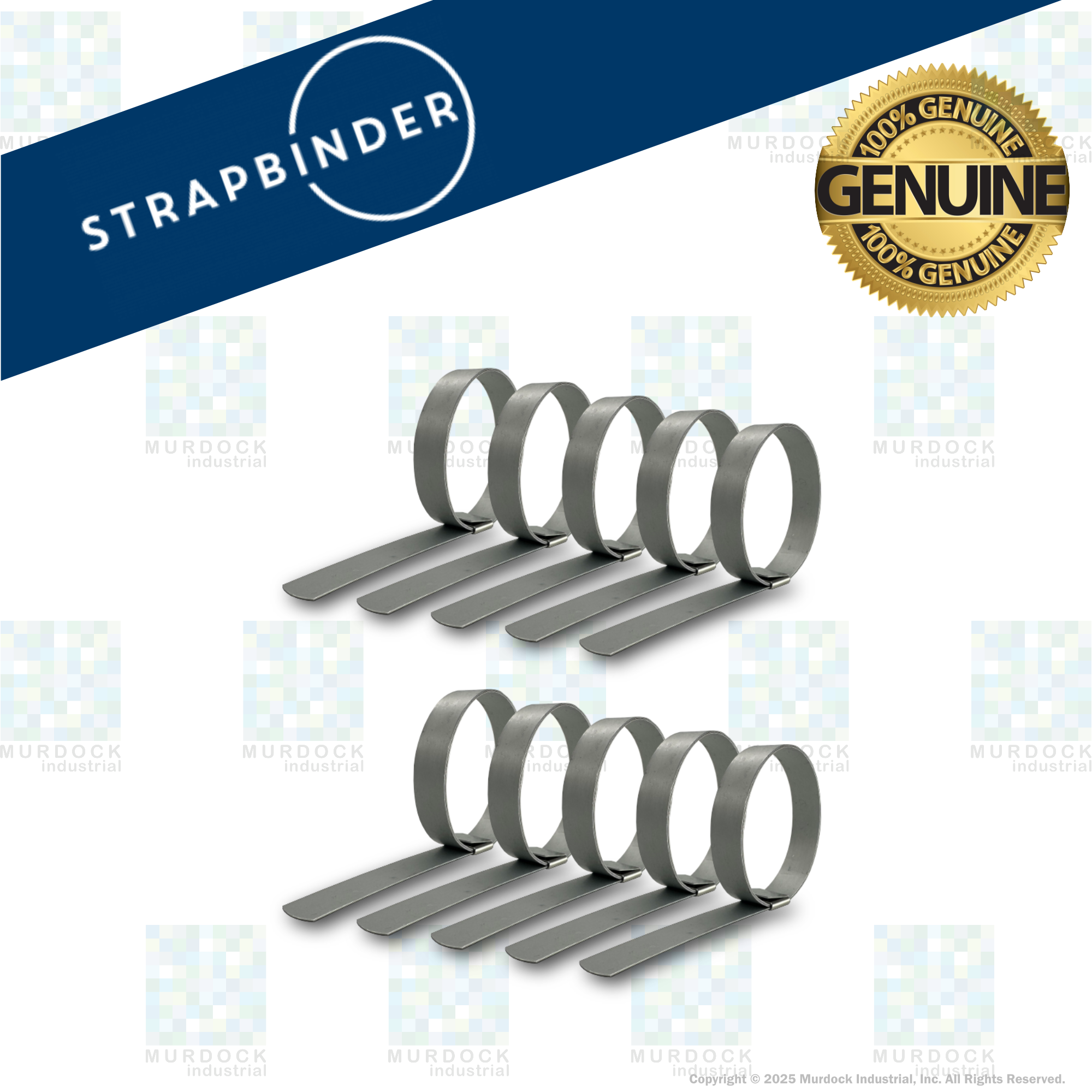 HBCP10 by Strapbinder | Center Punch Clamp | 2-1/2" ID | 5/8" Width | .027" Thickness | Galvanized Carbon Steel | Box of 50