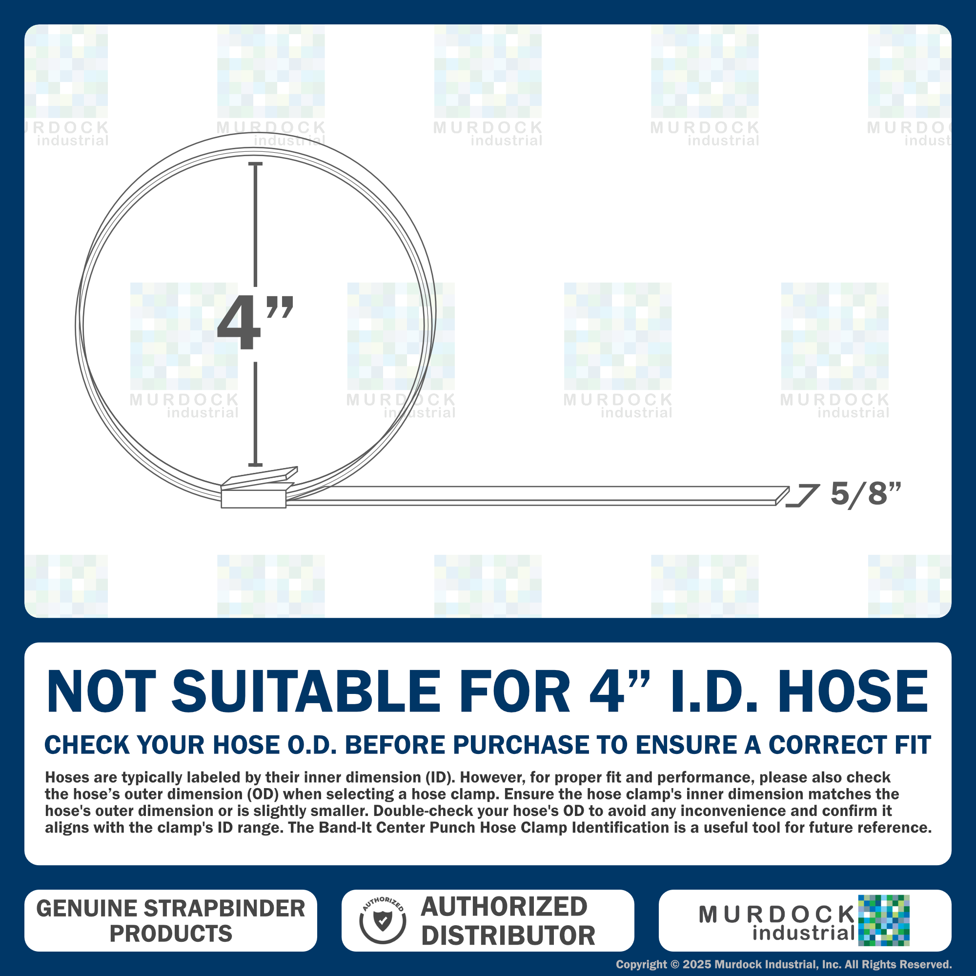 HBCP16 by Strapbinder | Center Punch Clamp | 4" ID | 5/8" Width | .027" Thickness | Galvanized Carbon Steel | Box of 25