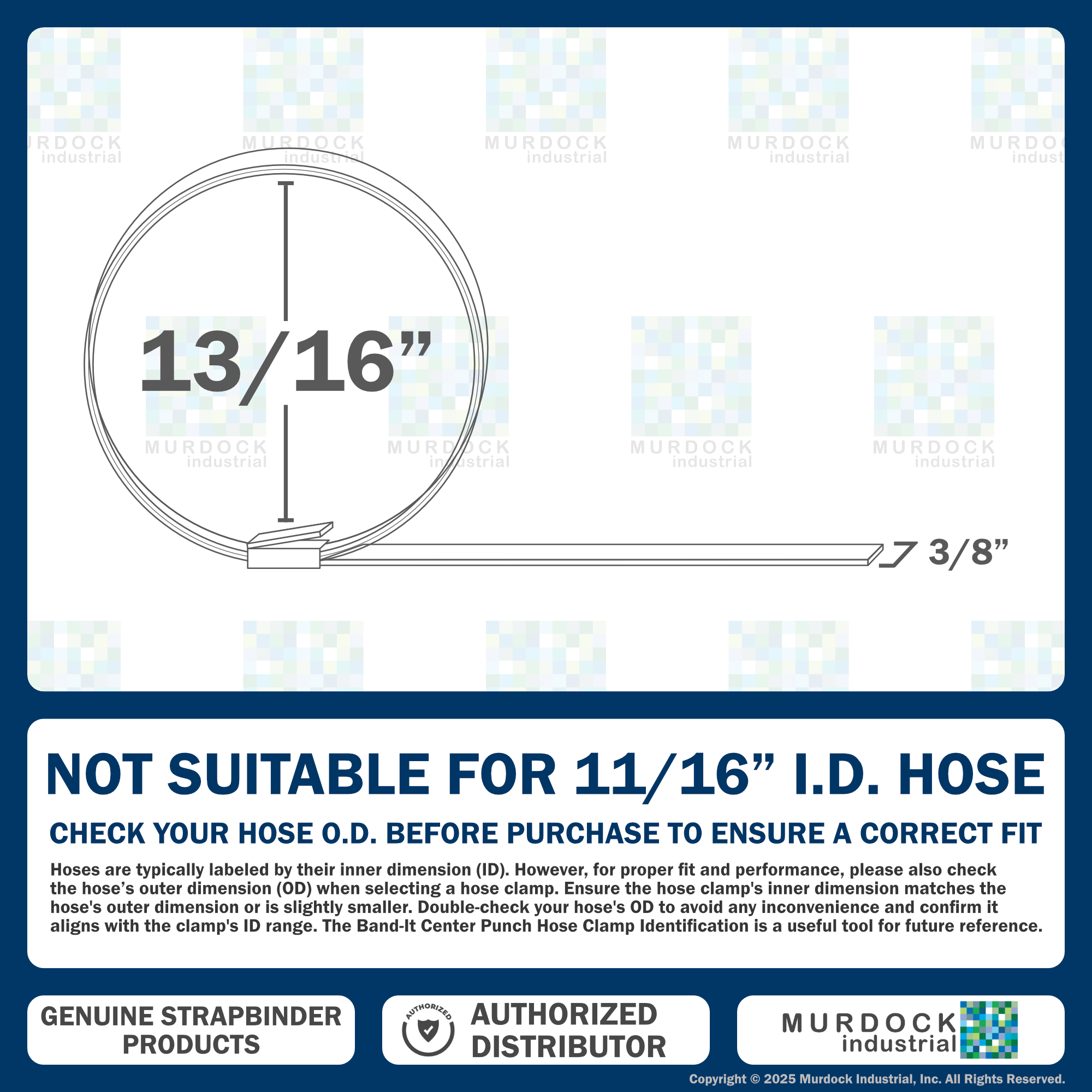 HBCP3 by Strapbinder | Center Punch Clamp | 13/16" ID | 3/8" Width | .027" Thickness | Galvanized Carbon Steel | Box of 100