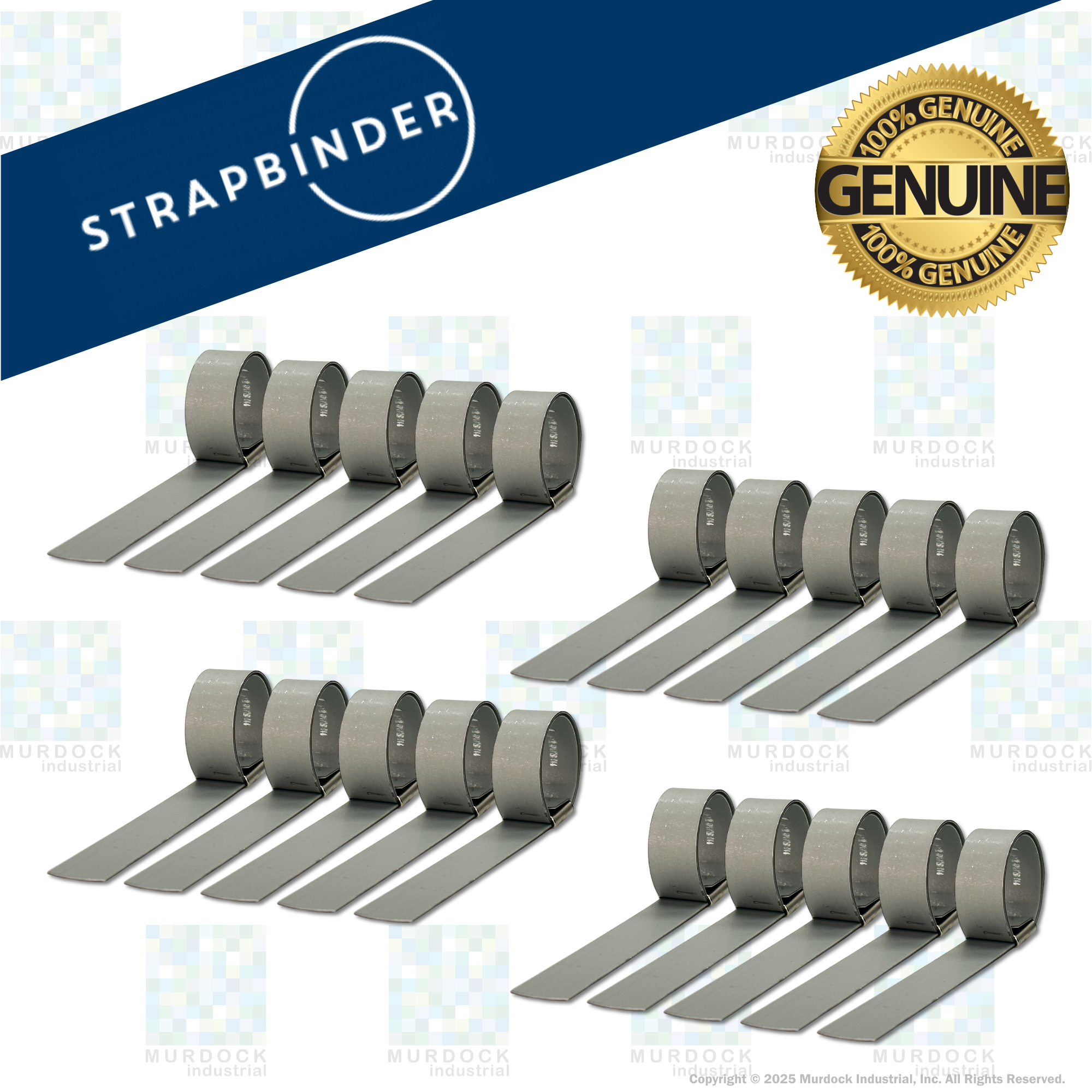 HBCP6 by Strapbinder | Center Punch Clamp | 1-1/2" ID | 5/8" Width | .027" Thickness | Galvanized Carbon Steel | Box of 100