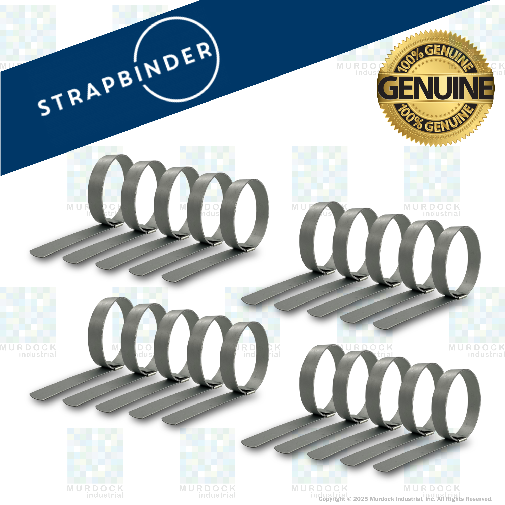 HBCP9 by Strapbinder | Center Punch Clamp | 2-1/4" ID | 5/8" Width | .027" Thickness | Galvanized Carbon Steel | Box of 100
