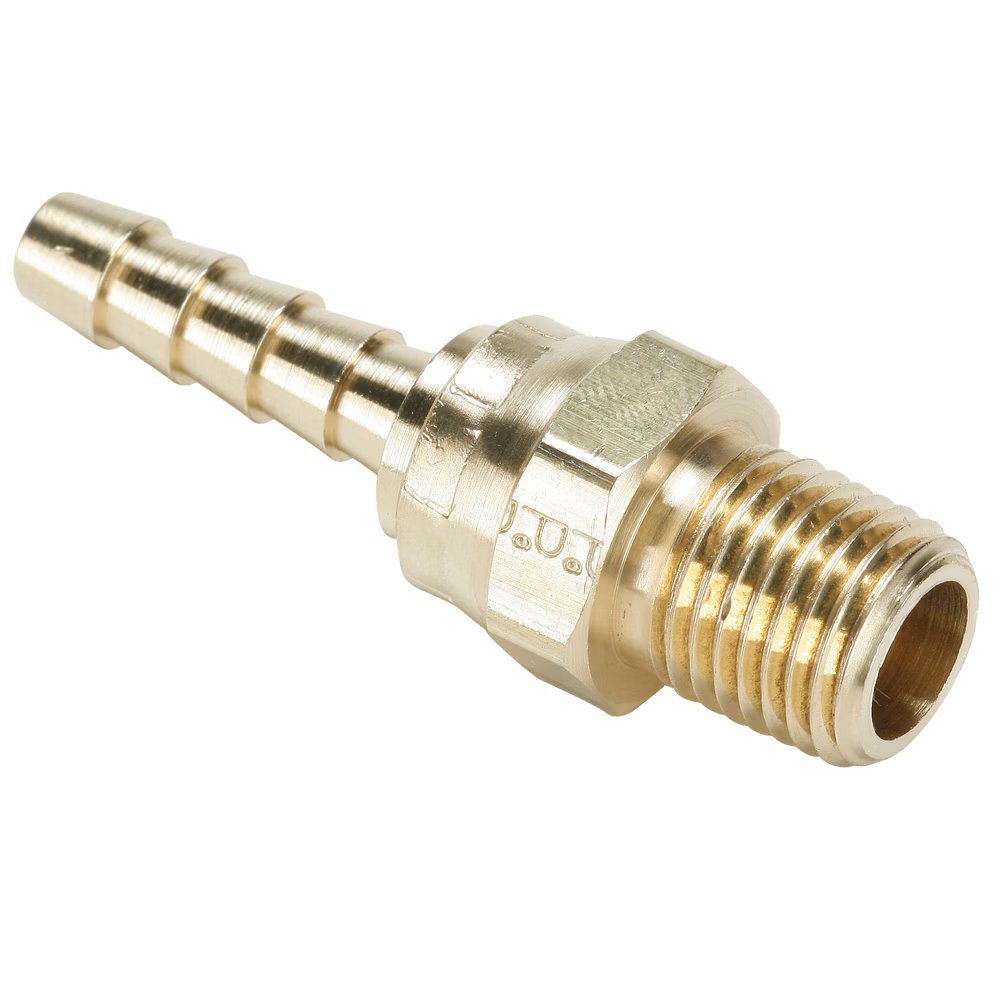 125HBLSV-6-6 by Parker | Hose Barb Fittings | 3/8" Hose Barb x 3/8" Male Swivel Pipe Thread | 11/16" Hex | 1.80" Length | Straight | Brass | Pack of 10