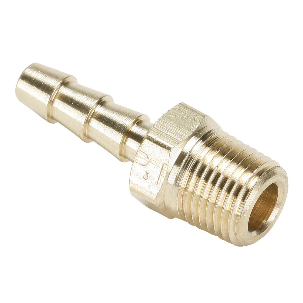 125HBL-4-4 by Parker | Hose Barb Fittings | 1/4" Hose Barb x 1/4" Male Pipe Thread | 9/16" Hex | 1.72" Length | Straight | Brass | Pack of 50