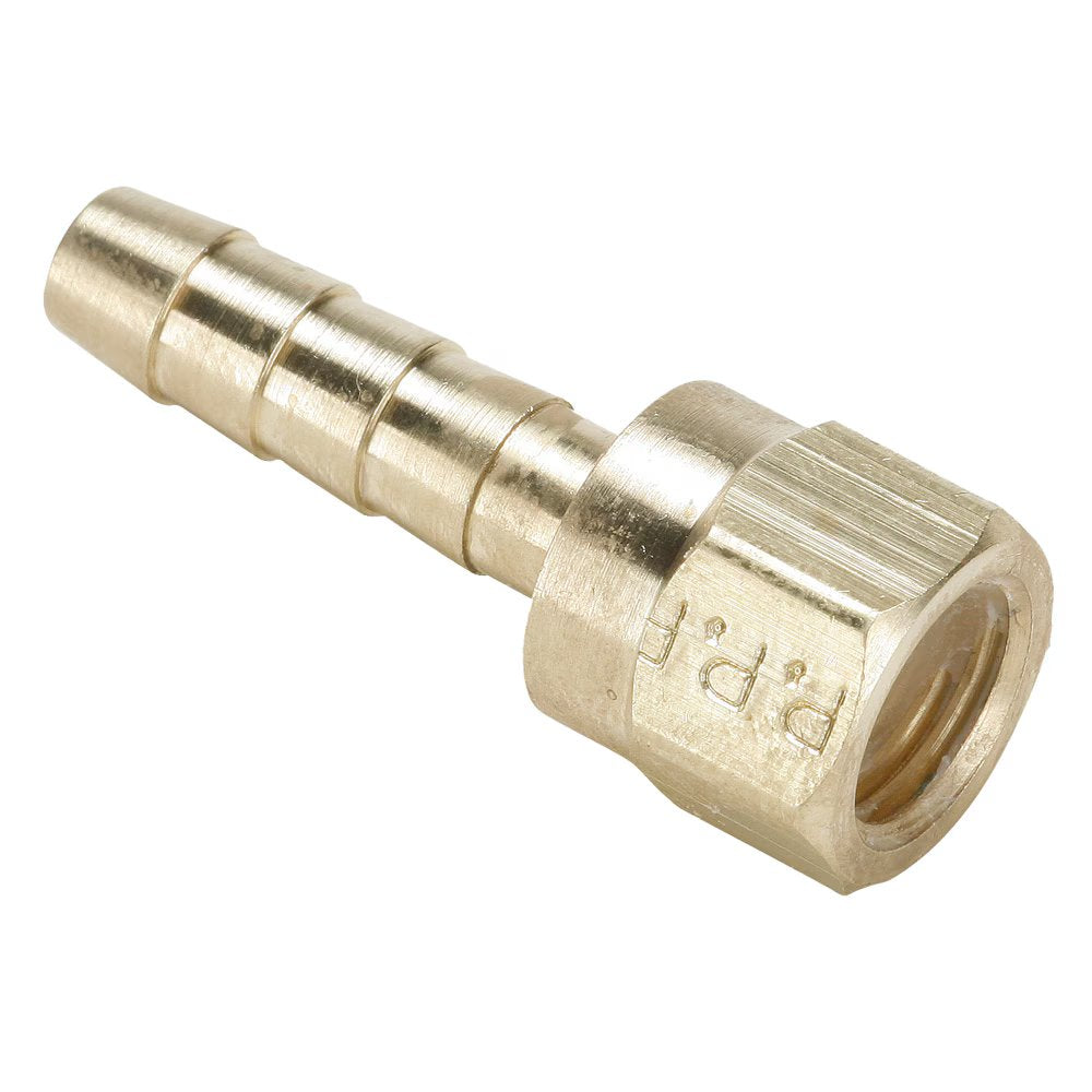 128HBLSV-6-6 by Parker | Hose Barb Fittings | 3/8" Hose Barb x 3/8" Female Swivel NPSM Thread | 3/4" Hex | 1.50" Length | Straight | Brass | Pack of 25