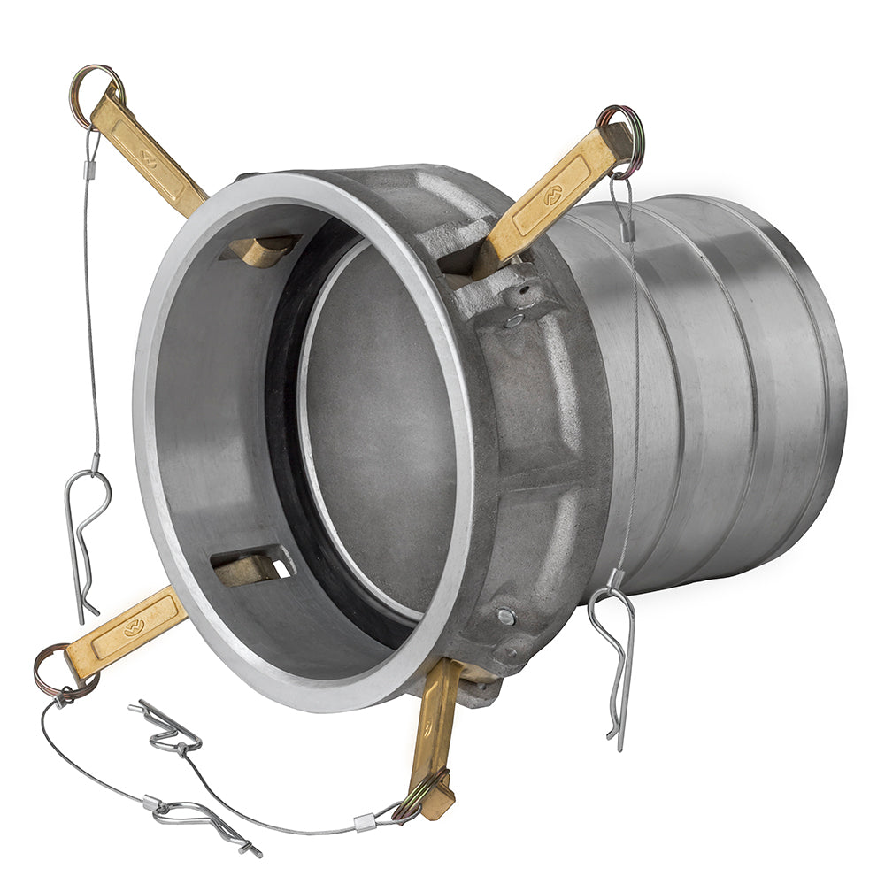 HDAL-C801 by Kuriyama | AL-C Series | Part C | Cam & Groove Fitting | 8" Coupler x 8" Hose Barb | Aluminum