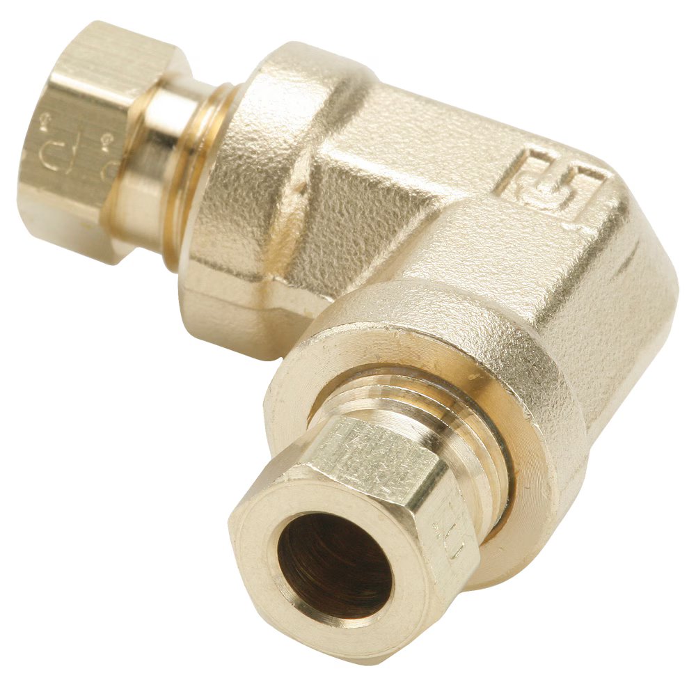 165HD-6 by Parker | Hi-Duty Fittings | Union | 3/8" Tube Size | Min. Orifice Size: .312" | 90° Elbow | Brass | Pack of 10