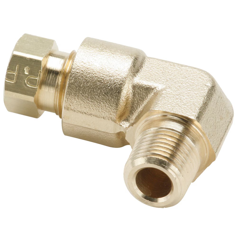 169HD-6-6 by Parker | Hi-Duty Fittings | 3/8" Tube Size x 3/8" Male Pipe Thread | Min. Orifice Size: .312" | .615" Hex | 90° Elbow | Brass | Pack of 10