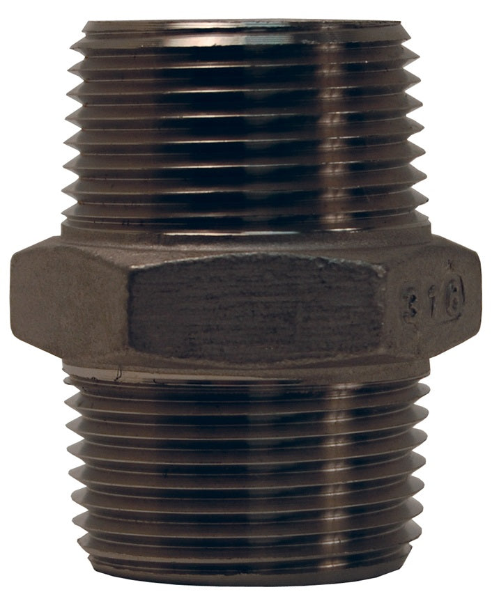 HN75SS by Dixon Valve | Straight Hex Nipple | 3/4" Male NPT x 3/4" Male NPT | 316 Stainless Steel