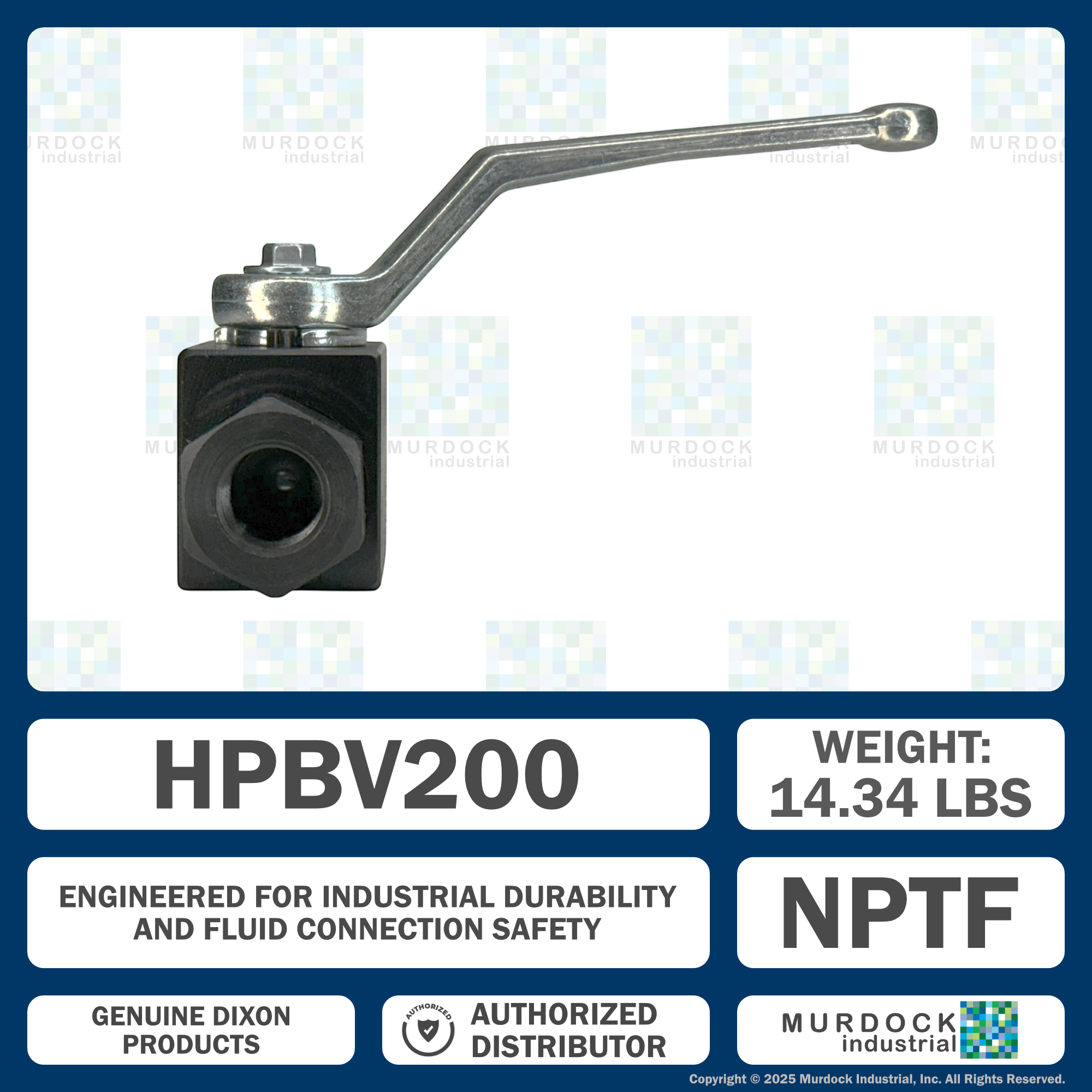HPBV200 by Dixon Valve | High Pressure Ball Valve | Full-Bore | 2" Female NPT x 2" Female NPT | Carbon Steel