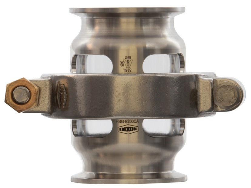 HSGP050CCA Dixon Valve HSG Sight Glass - 1/2" Bolted Clamp Style - PTFE Gasket - 316L Stainless Steel