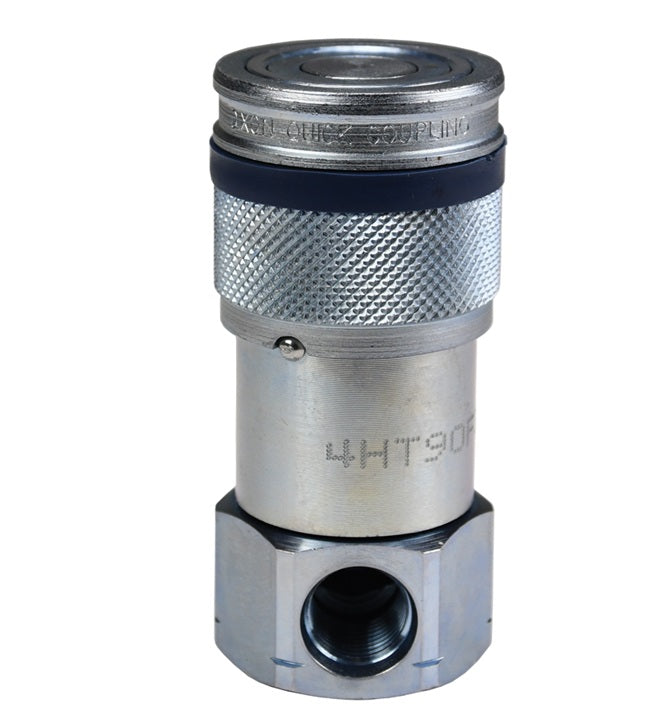 4HT9OF4 by Dixon Valve | Hydraulic Quick Disconnect Coupling | HT-Series | 90° Elbow | 1/2" Female ORB x 1/2" ISO16028 Flushface Interchange | Socket | Nitrile Seal | Steel