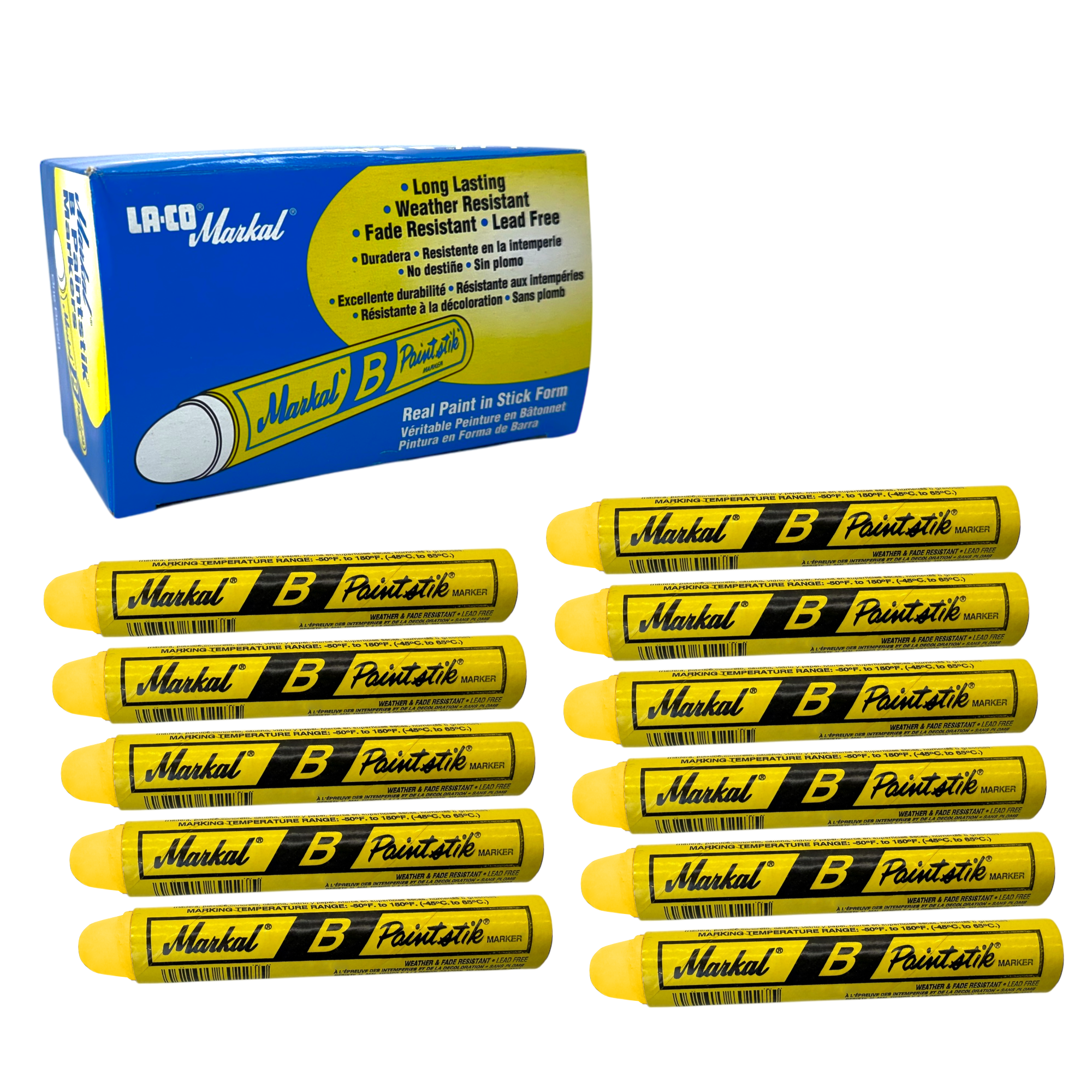 080221 by Markal | B Paintstik | Standard Size 11/16" x 4-3/4" | Yellow