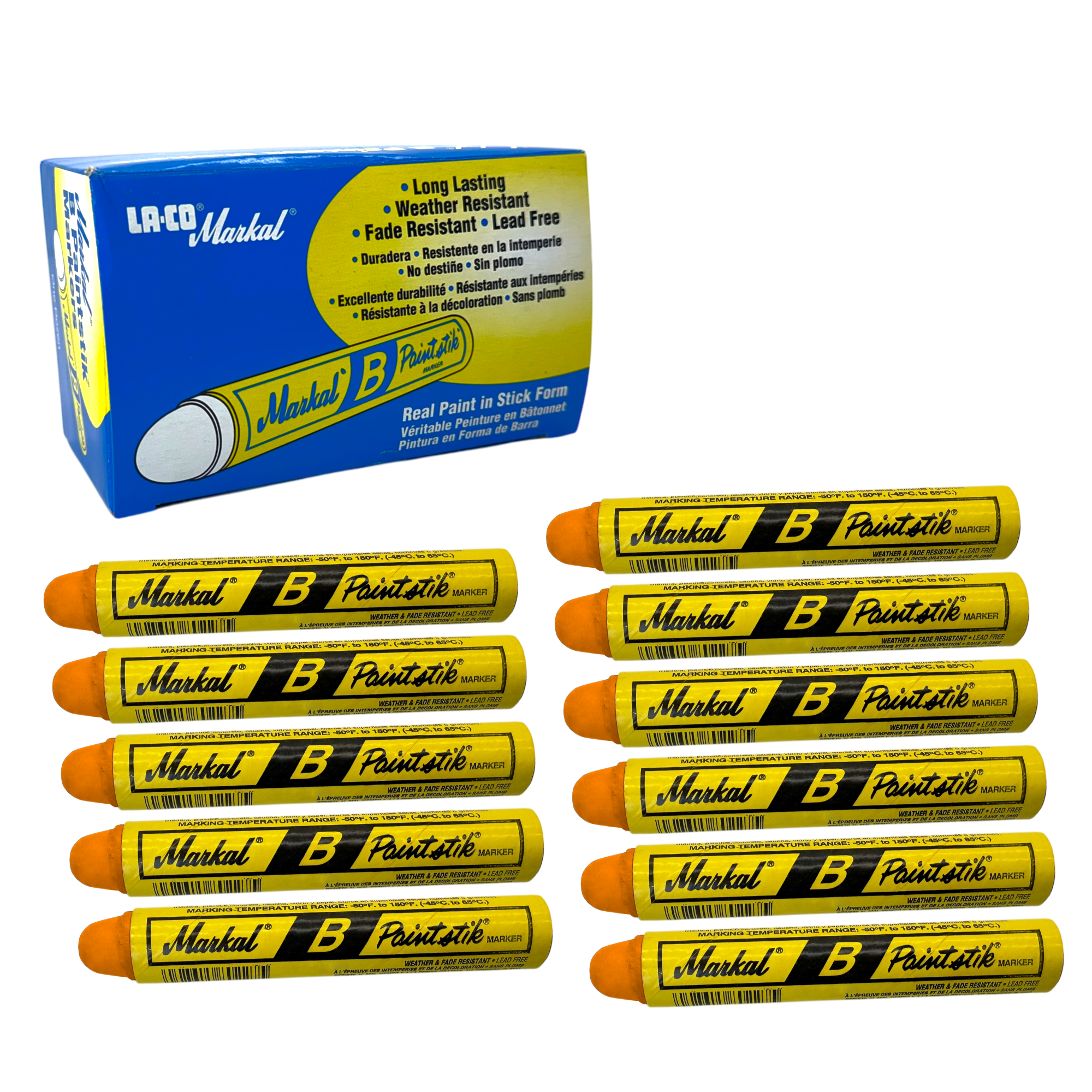 080224 by Markal | B Paintstik | Standard Size 11/16" x 4-3/4" | Orange