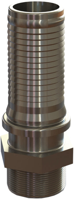 IMS-10 by Campbell Fittings | Ground Joint Coupling | Interlocking Male Stem | 2-1/2" Male NPT Thread x 2-1/2" Hose Barb | Straight | Steel