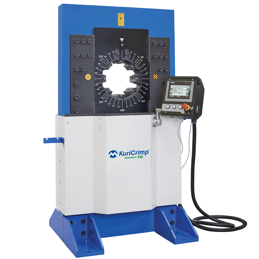 KC4-V160-230/3 KuriCrimp™ by Kuriyama | KC4-V160 Series | High Volume Crimper | 10 HP (230 V) 3 PH Motor | 386 Ton Crimping Force | Includes: Electric Foot Pedal, Fitting Orientation Protractor, Crimp Calculator