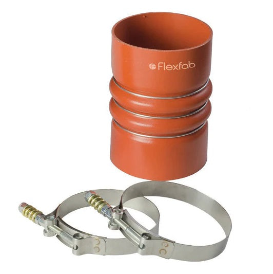 KIT4005D by FlexFab | Series 4000 | 4-ply Charge Air Connector Hose and Clamp Kit | 3.00" ID | 3.38" OD | Orange | 6" Overall Length
