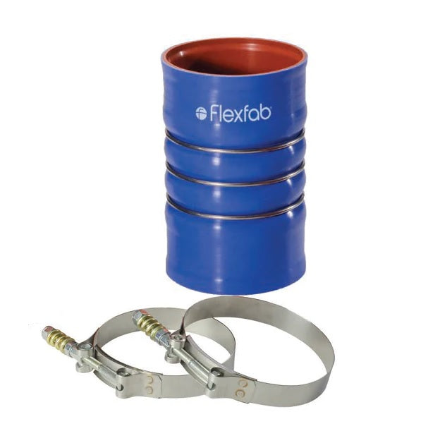 KIT4002D by FlexFab | Series 4000 | 4-ply Charge Air Connector Hose and Clamp Kit | 4.00" ID | 4.23" OD | Blue | 6" Overall Length