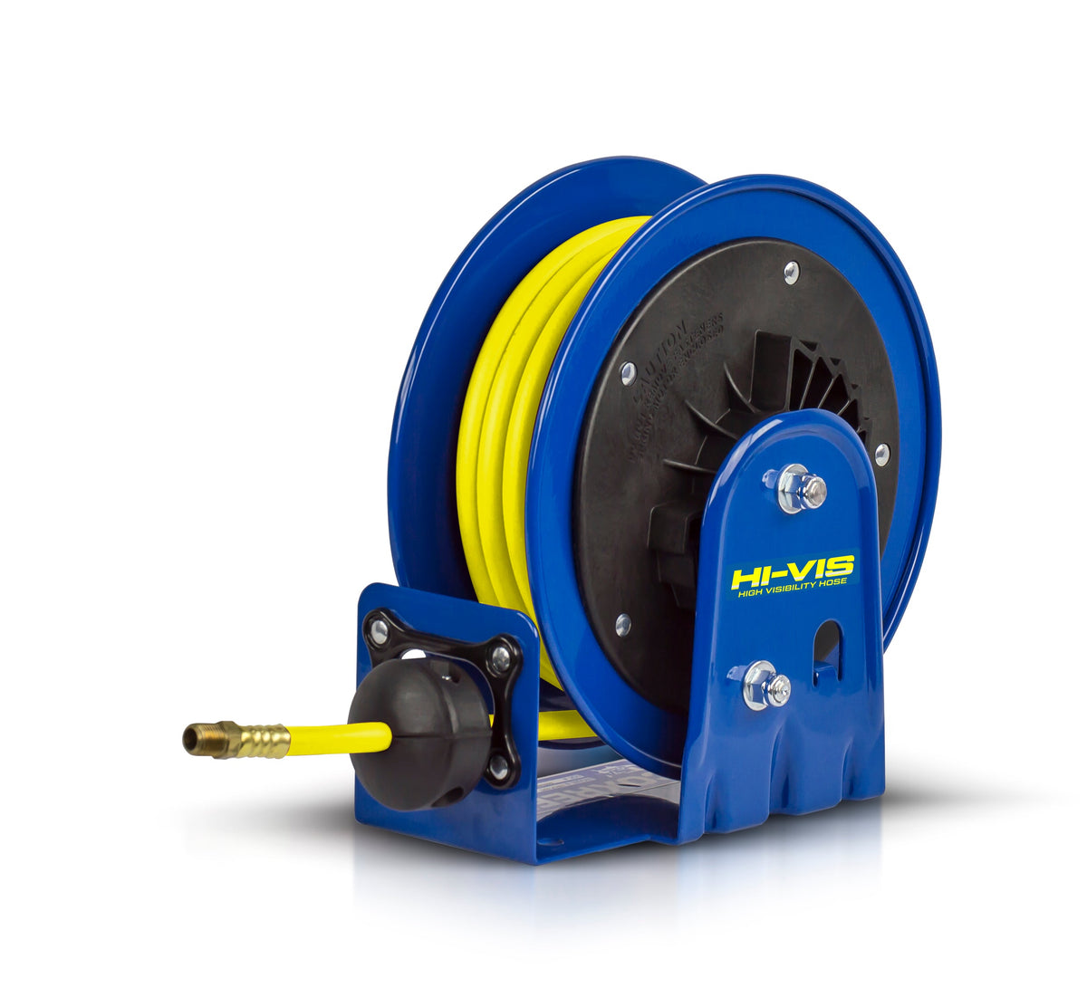 LG-LP-320-HV by Coxreels | LG HI-VIS Series | 300 PSI Spring Driven Hose Reel | 3/8" Hose ID, 3/8" FNPT Inlet x 3/8" MNPT Hose End | Steel | 20ft PVC/Rubber Hybrid Hose Included