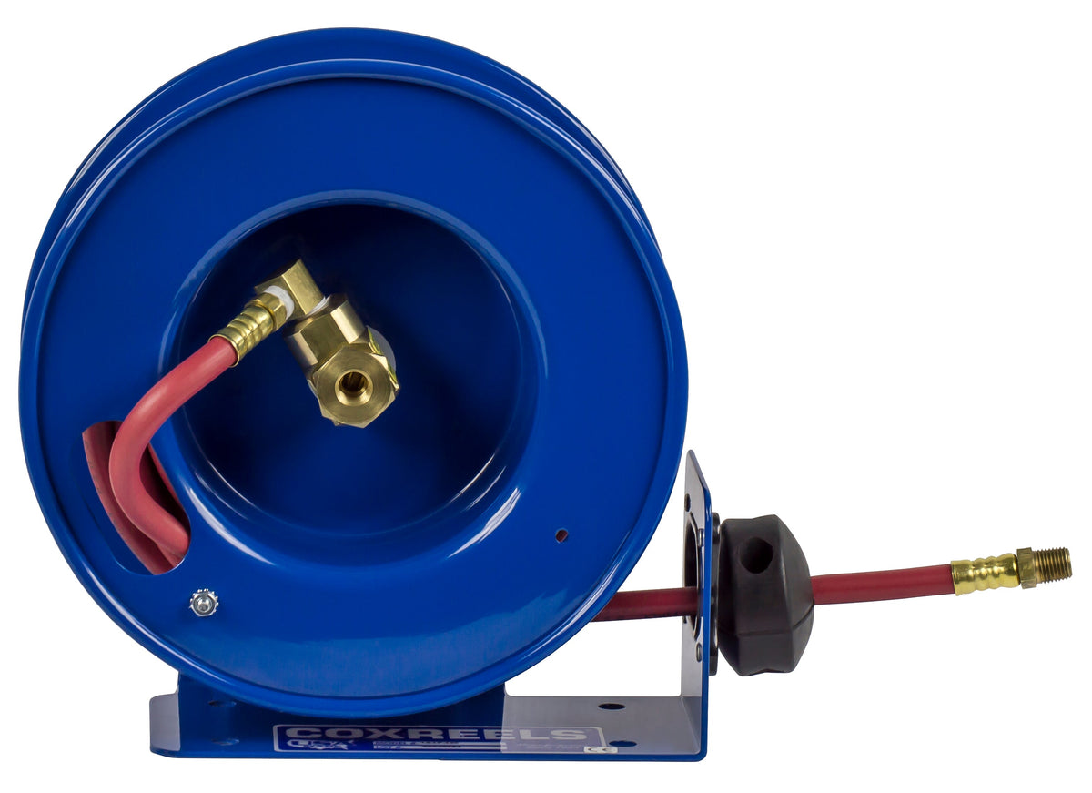 LG-LP-320 by Coxreels | LG Series | 300 PSI Spring Driven Hose Reel | 3/8" Hose ID, 3/8" FNPT Inlet x 3/8" MNPT Hose End | Steel | 20ft PVC Hose Included